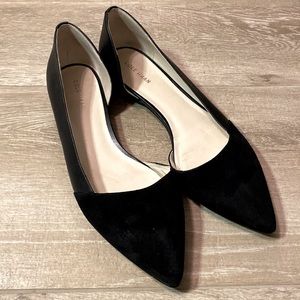 Cole Haan Black Suede and Leather Point D’orsay Flats